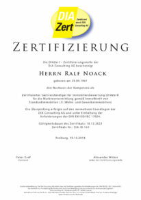 Zertifizierung öffentlich bestellter und Vereidigter Immobiliengutachter - Herrn Ralf Noack
