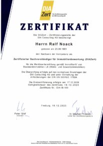 Zertifizierung öffentlich bestellter und Vereidigter Immobiliengutachter - Herrn Ralf Noack